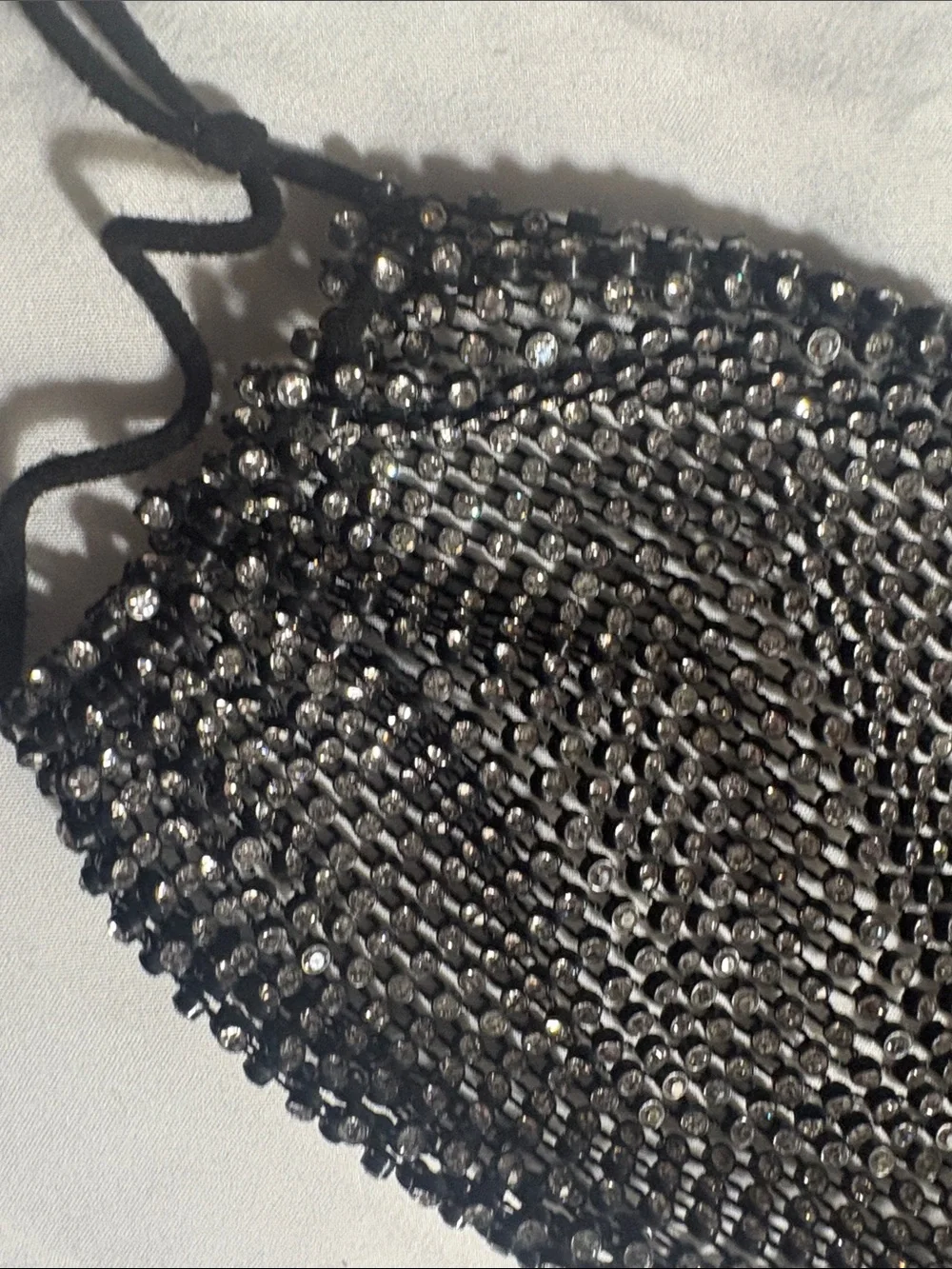 Sparkling Black diamond Beaded Face Mask